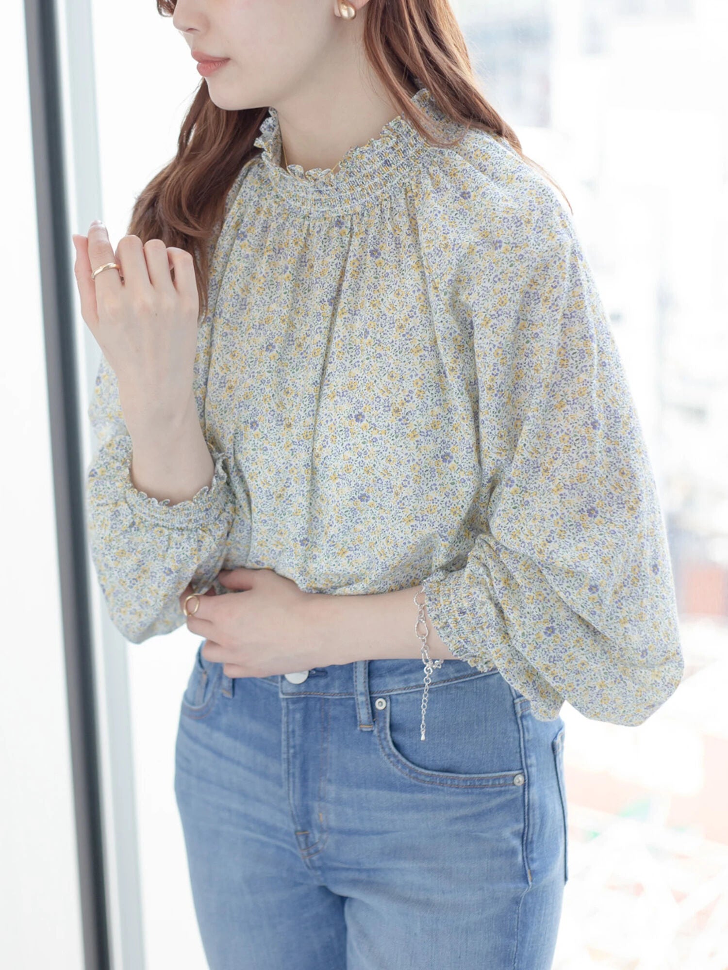 Lopika High Neck Raglan Blouse