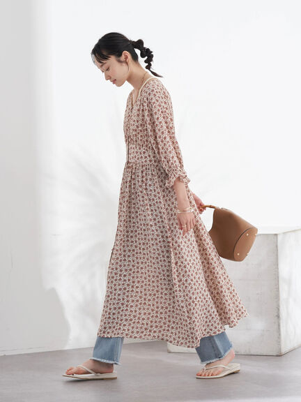 Kimono dress - Haori V-Neck Flower Dress