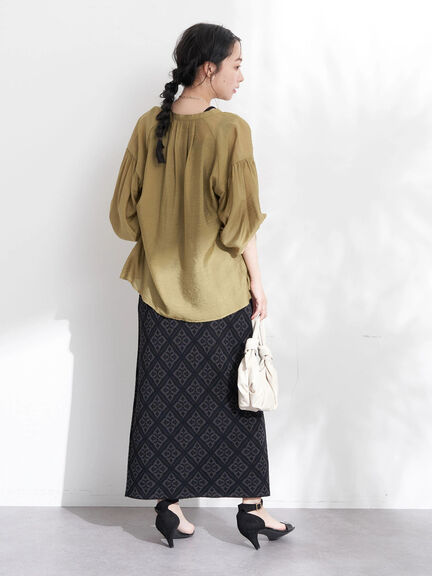 blouse Wanita Kekinian Wrenly Sheer Gathered