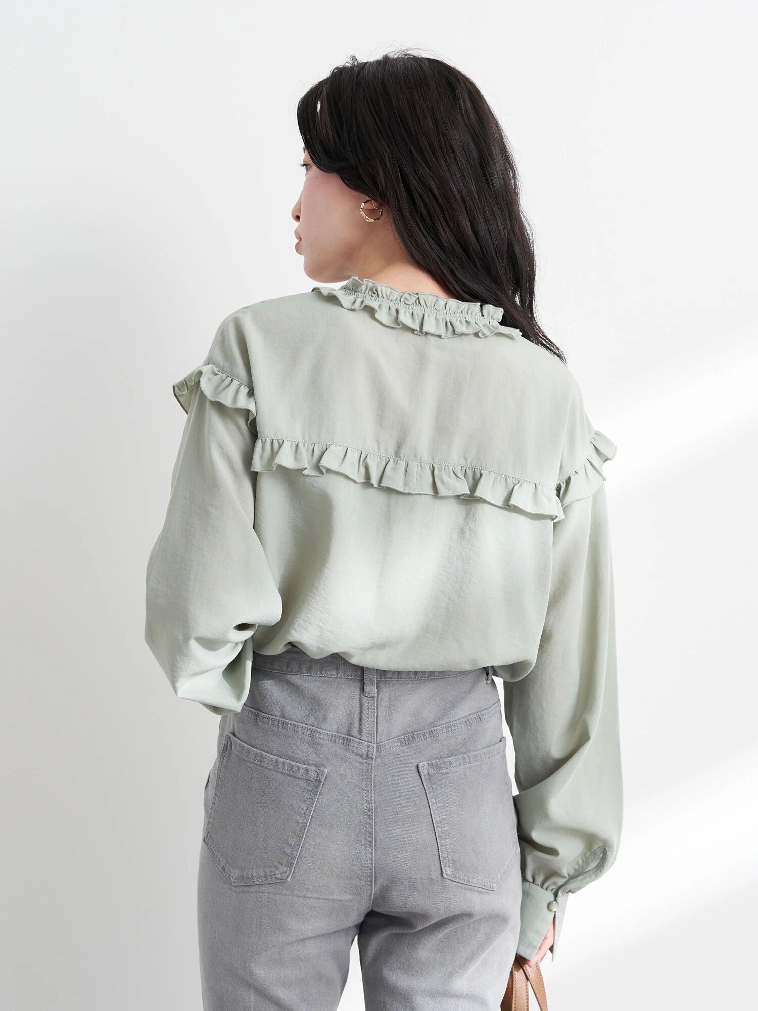 Garbera Open Collar Frilled Blouse