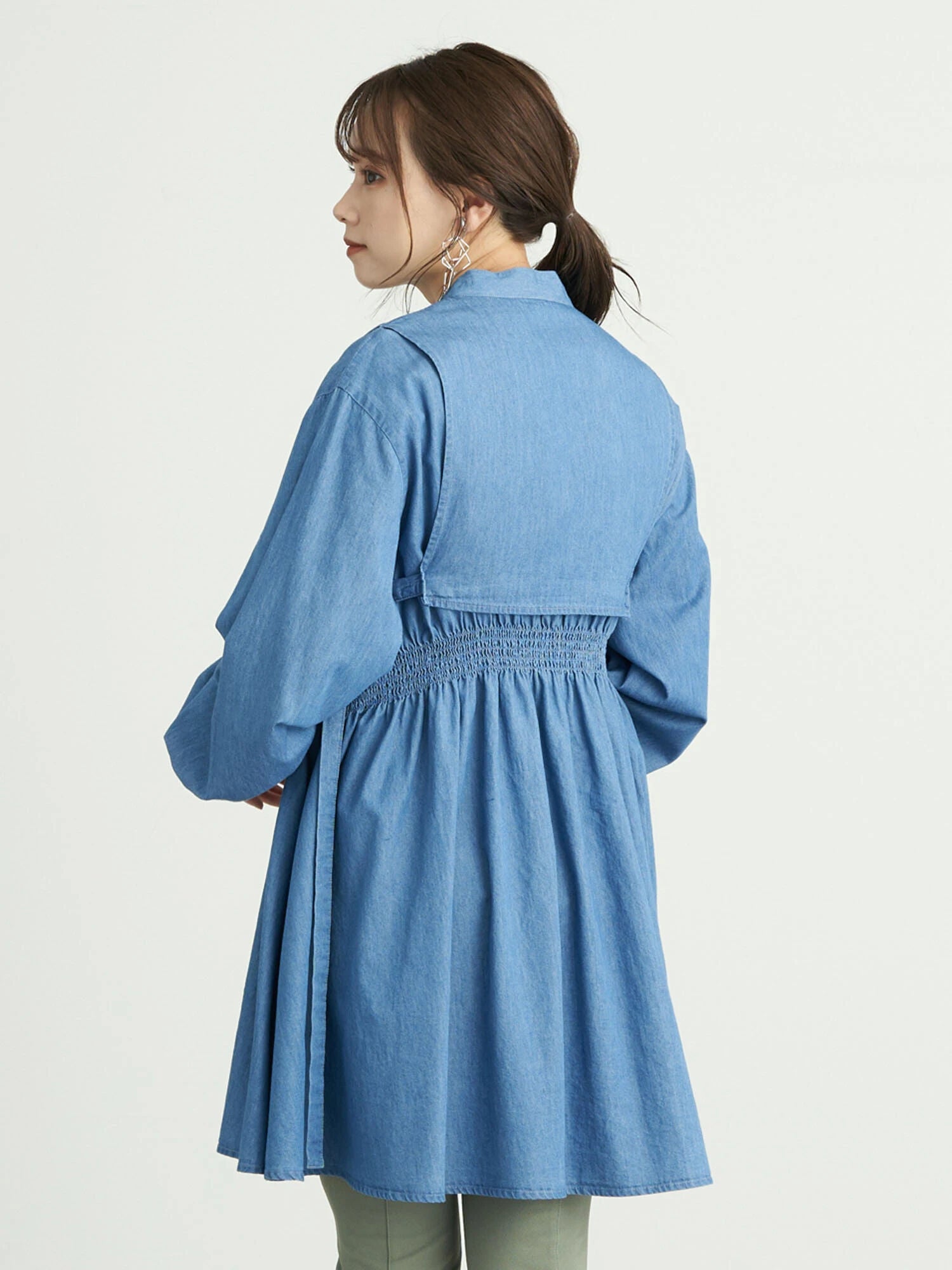 Delwyn Denim Shirring Mini OP