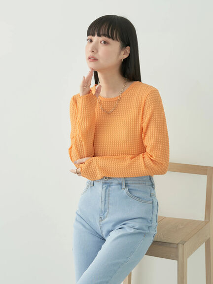 Model baju atasan wanita Avege Sheer Crew Neck Pullover Bobo Tokyo