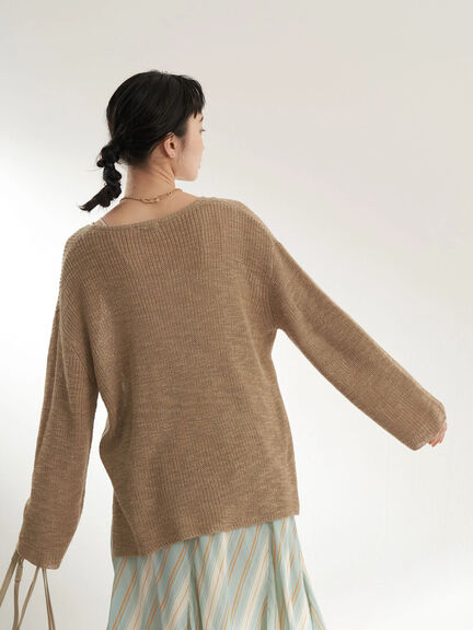 Leanore Slab V-neck Knit Pullover