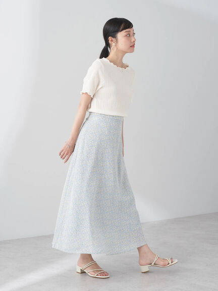 Hanano Flower Print Flared Skirt