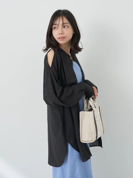 Model Kemaja Wanita Modern Sutairu Shoulder Slit Shirt