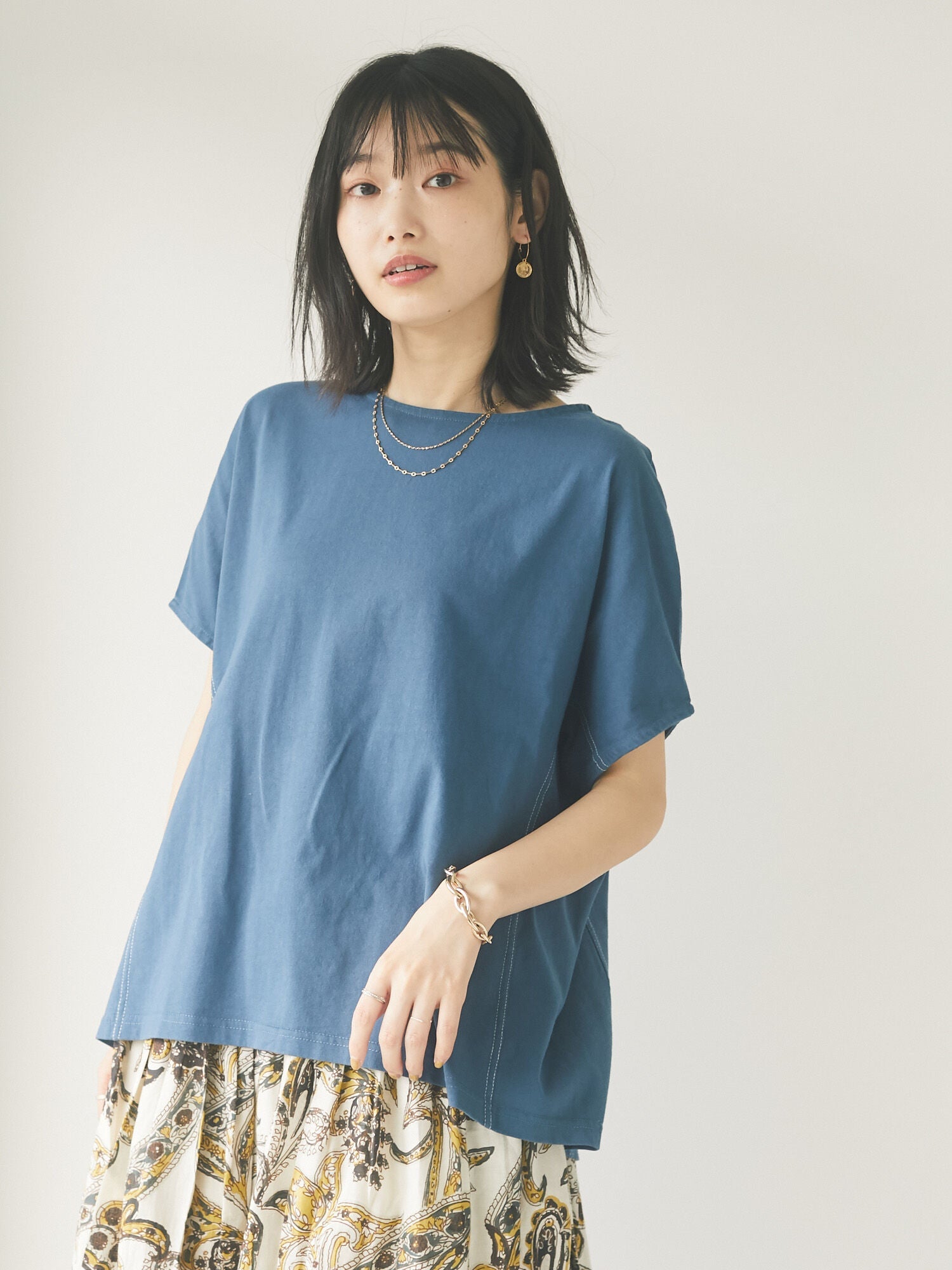 Rachel Color Stitch Dolman T-shirt