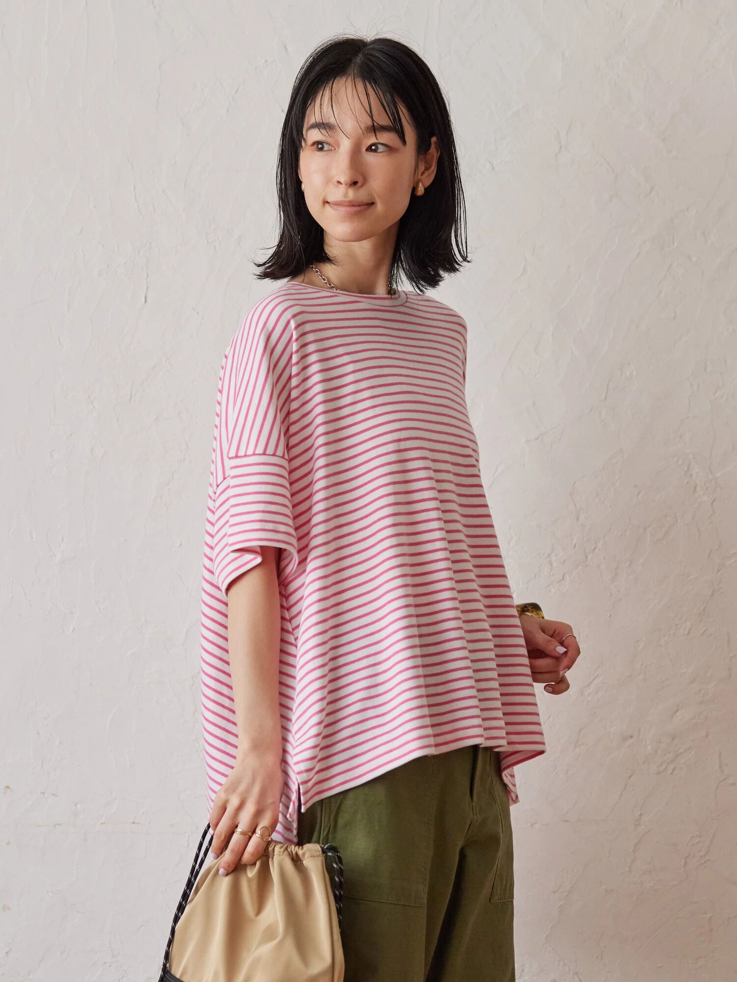 Kaos Oversize Wanita Bolsena Backflare Border Pullover Bobo Tokyo