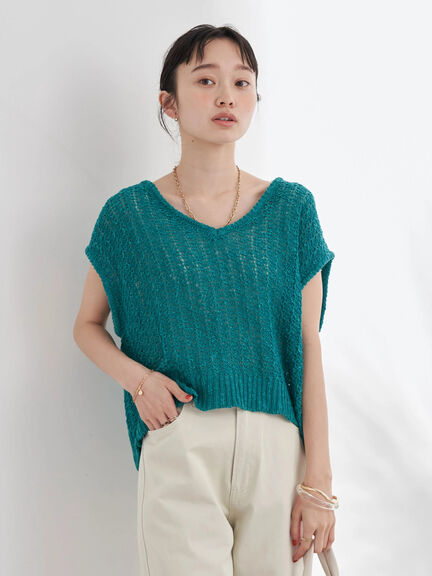 Rompi Rajut Wanita Slub Sleeveless Yarn Knit Vest