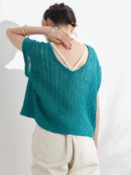 Rompi Rajut Wanita Slub Sleeveless Yarn Knit Vest