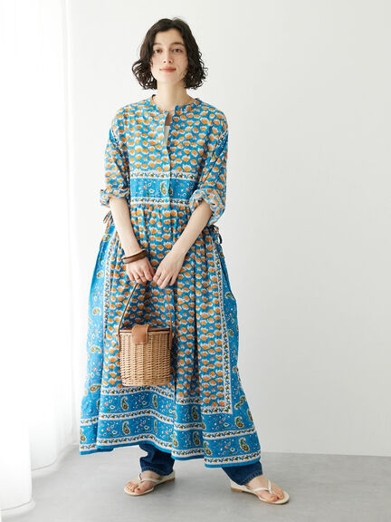 Dress Gathers Motif Rasa Indian Pattern Dress Bobo Tokyo