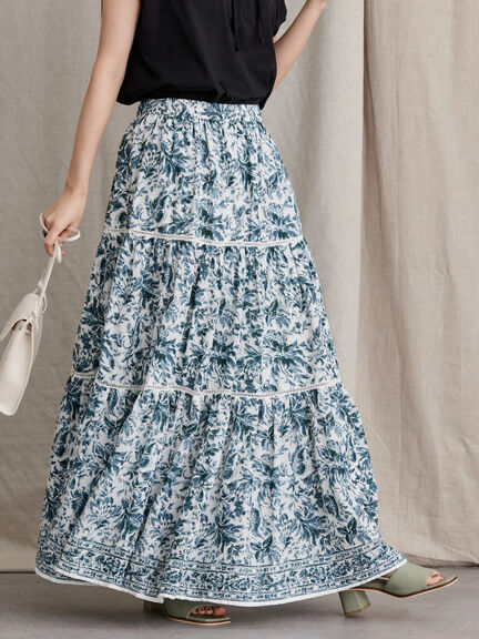 Rok Motif Bunga Kadima Tiered Flower Skirt