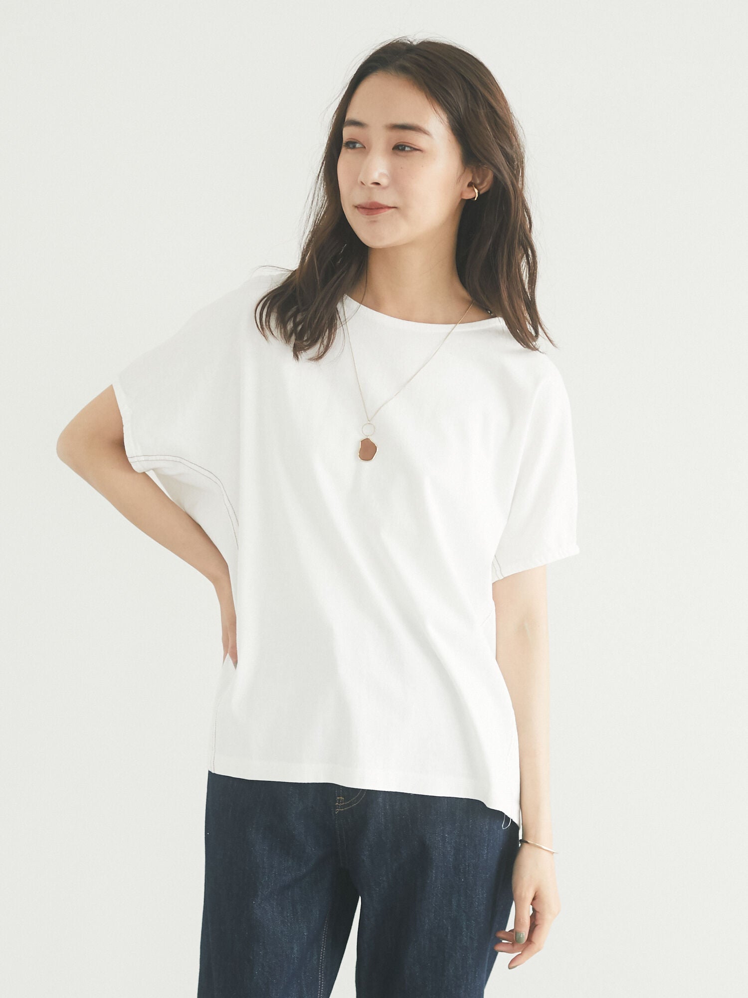 Rachel Color Stitch Dolman T-shirt