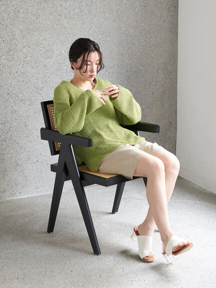 Leanore Slab V-neck Knit Pullover