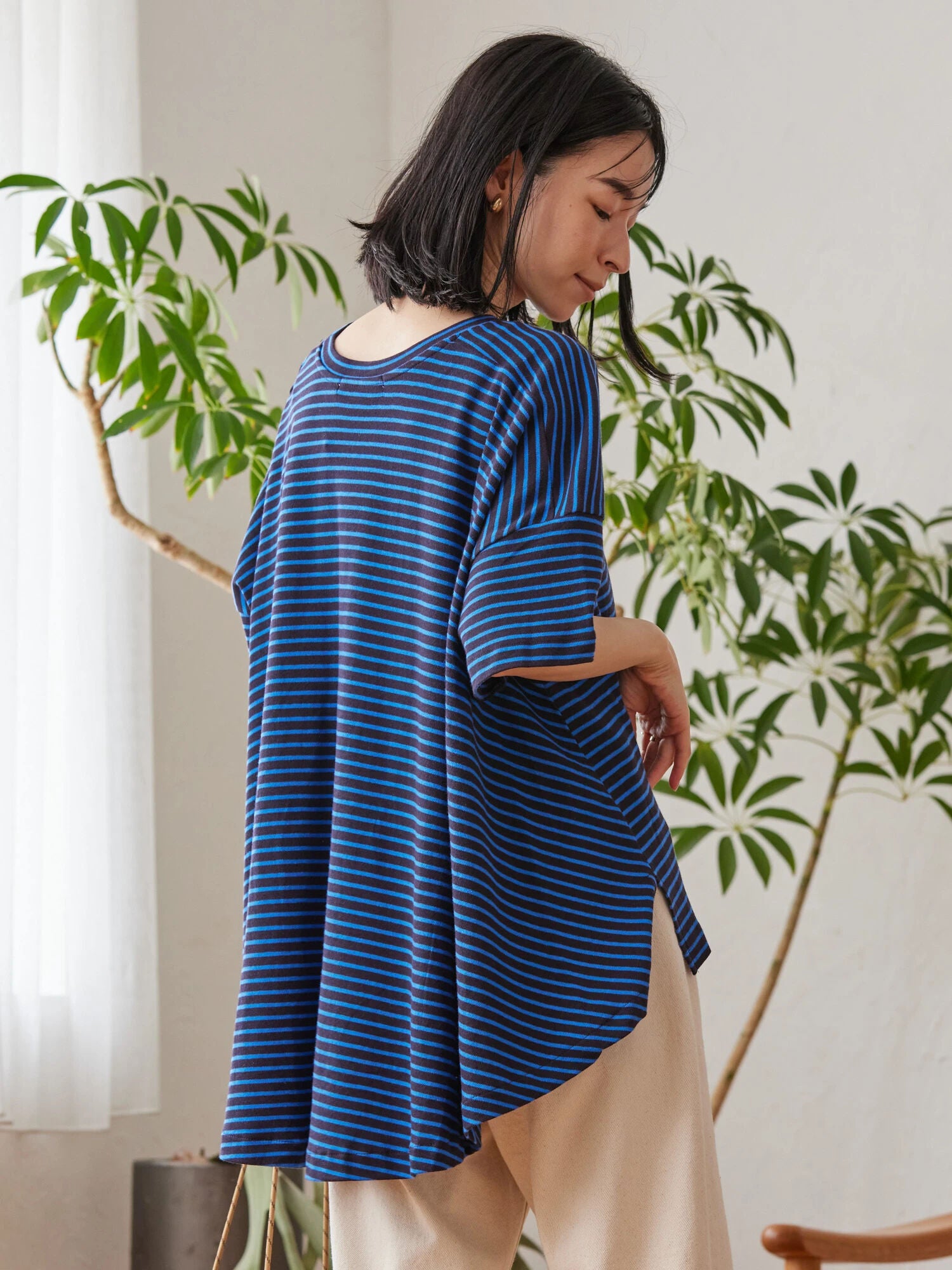 Kaos Oversize Wanita Bolsena Backflare Border Pullover Bobo Tokyo