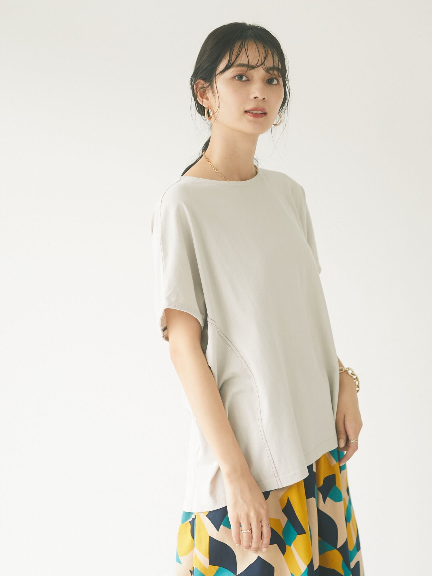 Rachel Color Stitch Dolman T-shirt