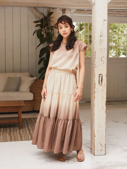 Rok flare Maro Dye Tiered Skirt