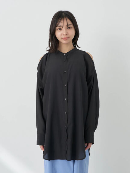 Model Kemaja Wanita Modern Sutairu Shoulder Slit Shirt