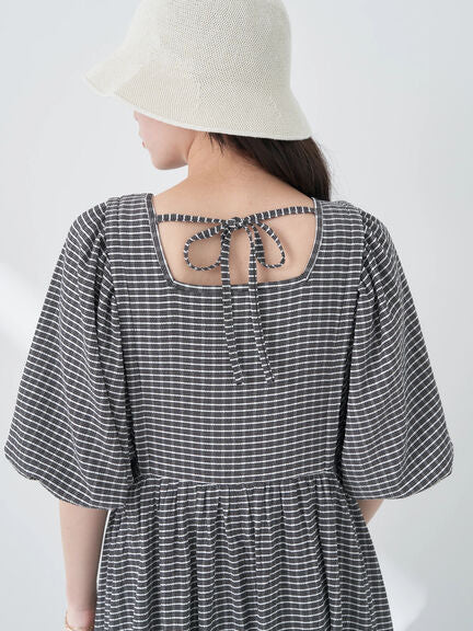 Lala Volume Sleeve Check Dress