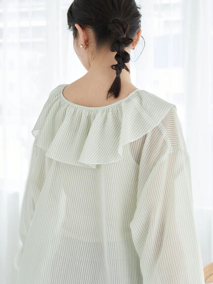 Shobu 2way Striped Frill Blouse