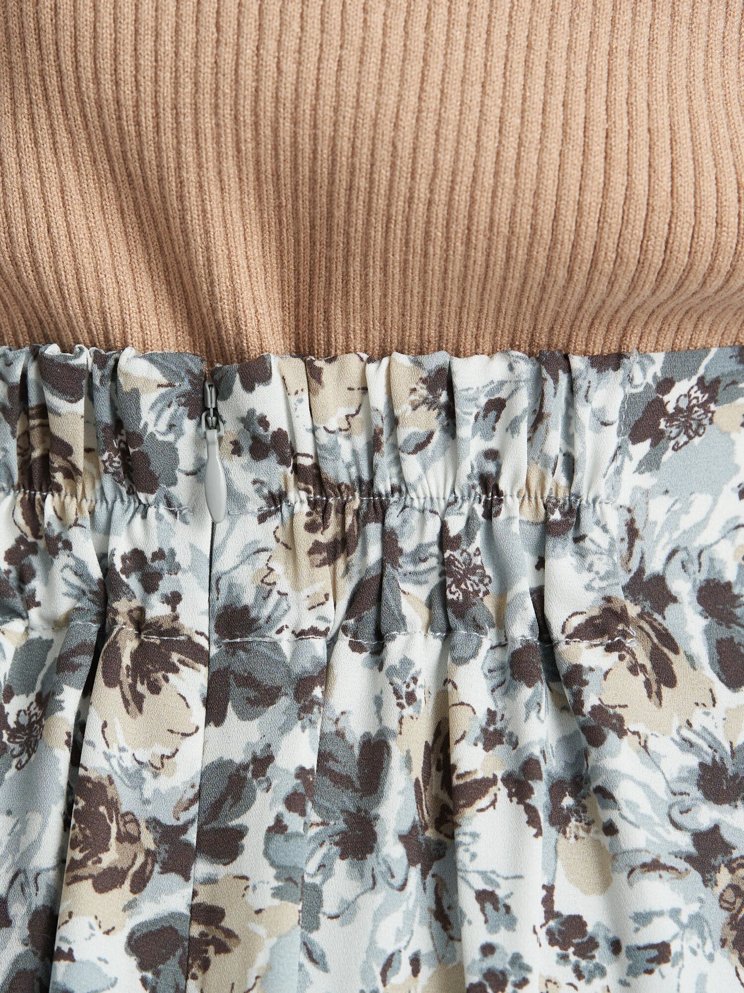 Cathy Flower Switching Flared Skirt