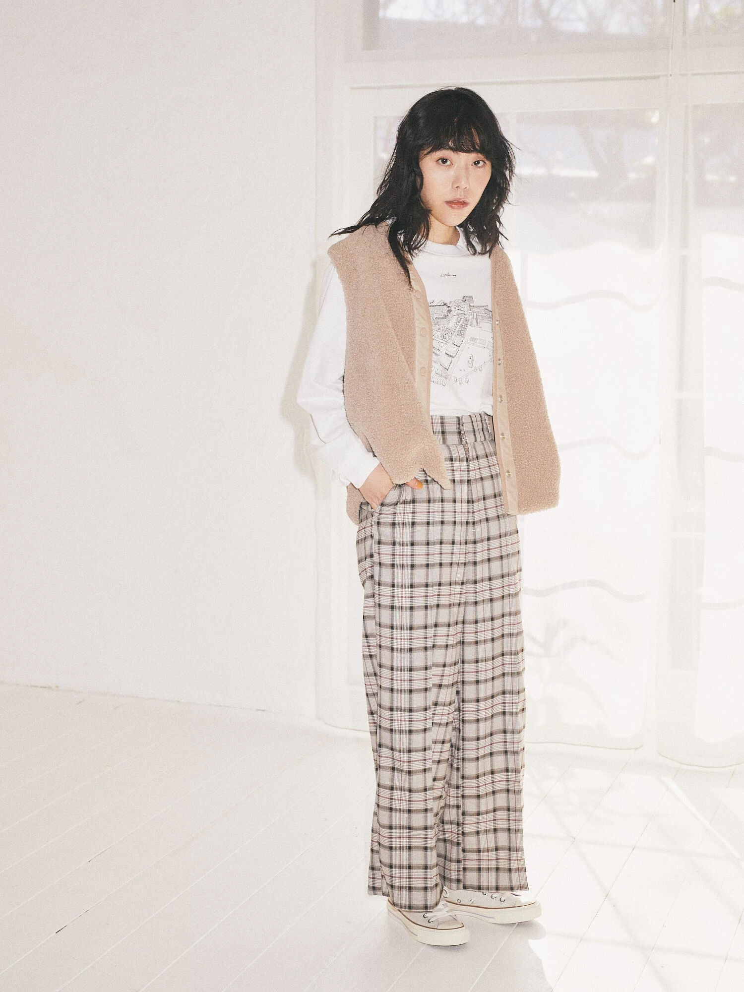 Keito Plaid Wide Pants