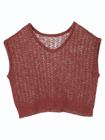 Rompi Rajut Wanita Slub Sleeveless Yarn Knit Vest