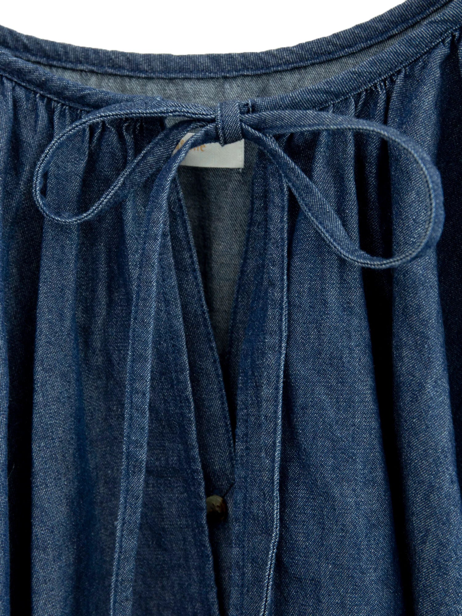 Saada Denim Ruffle Collar Blouse