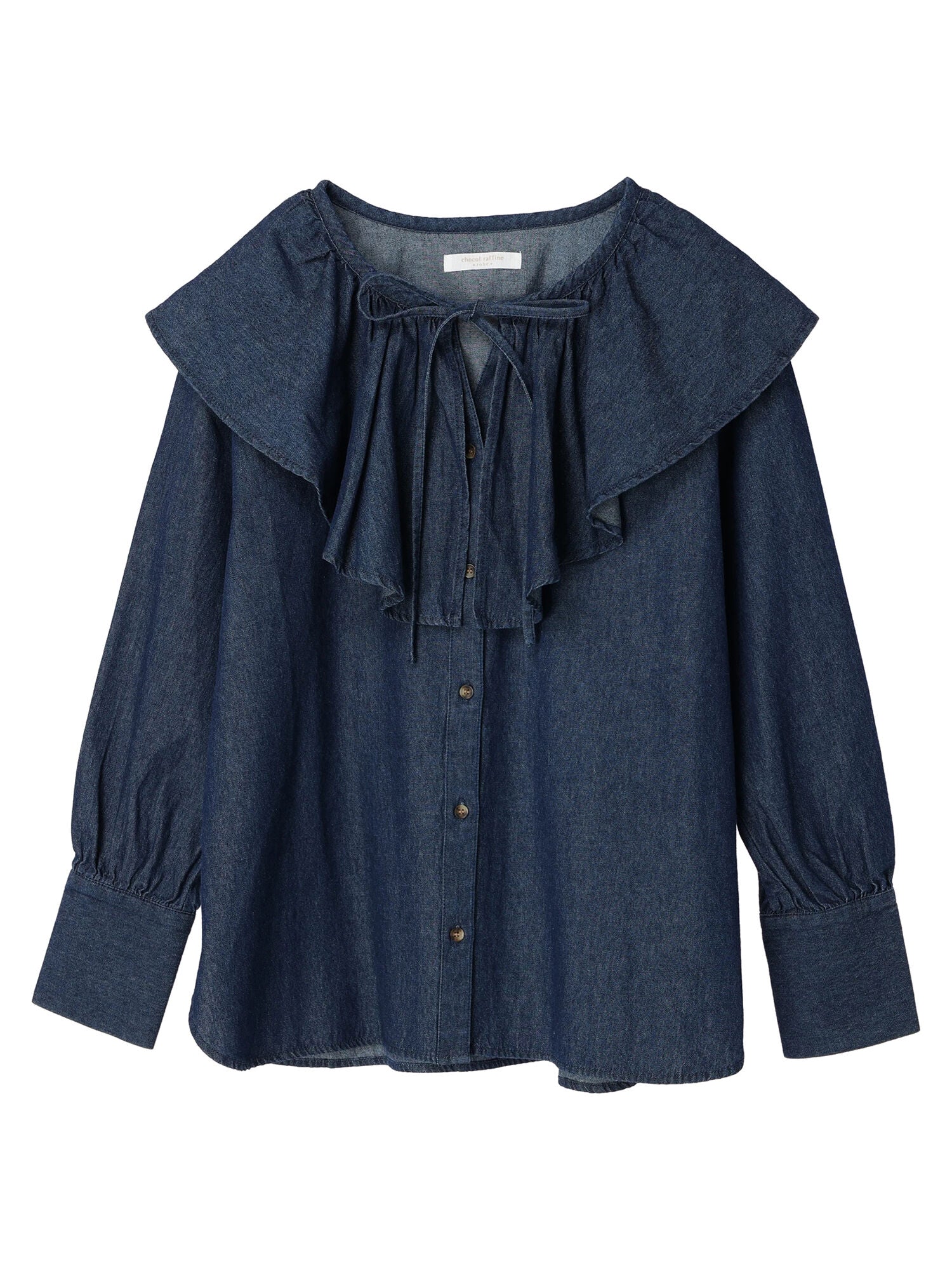 Saada Denim Ruffle Collar Blouse