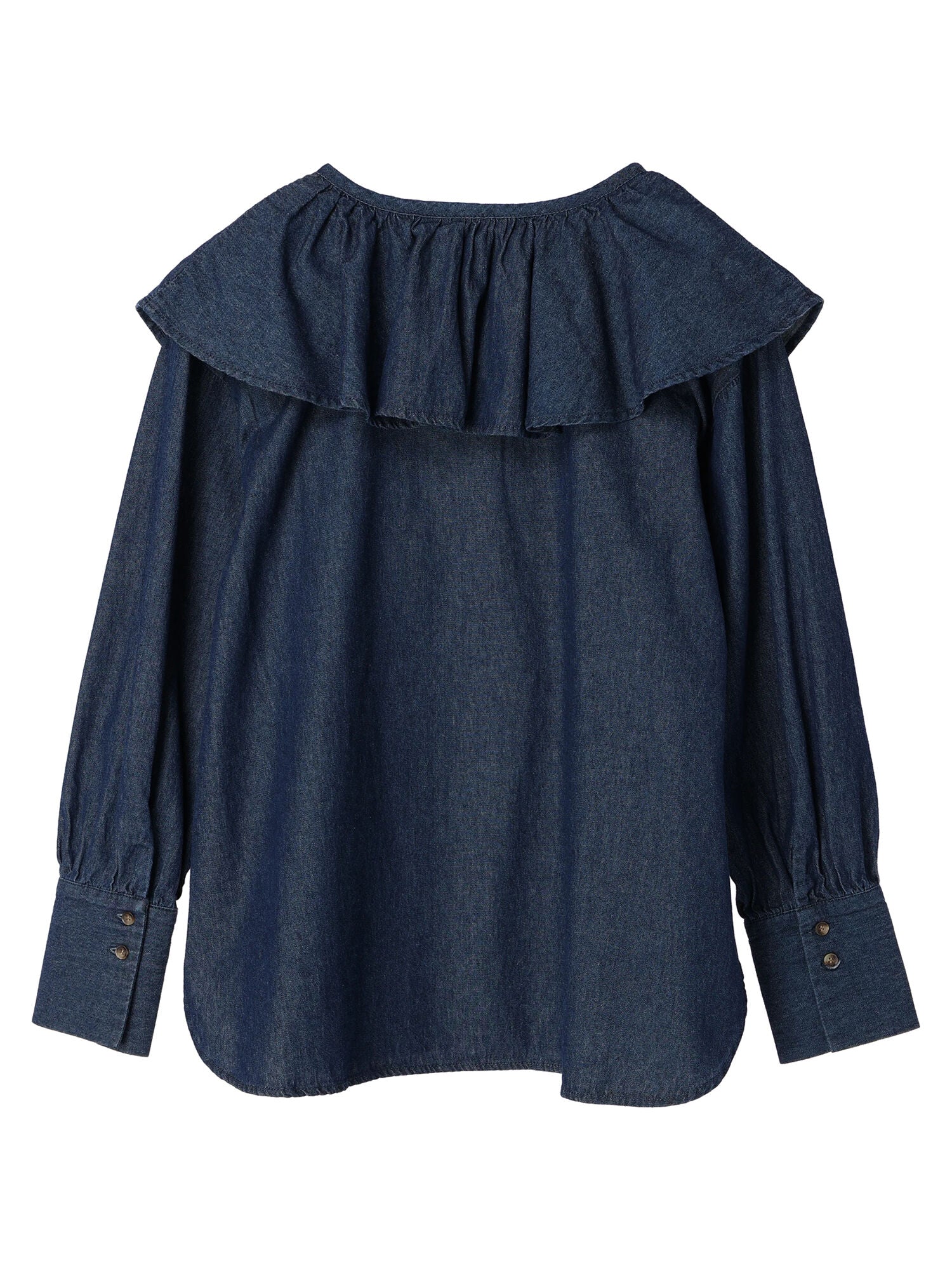 Saada Denim Ruffle Collar Blouse