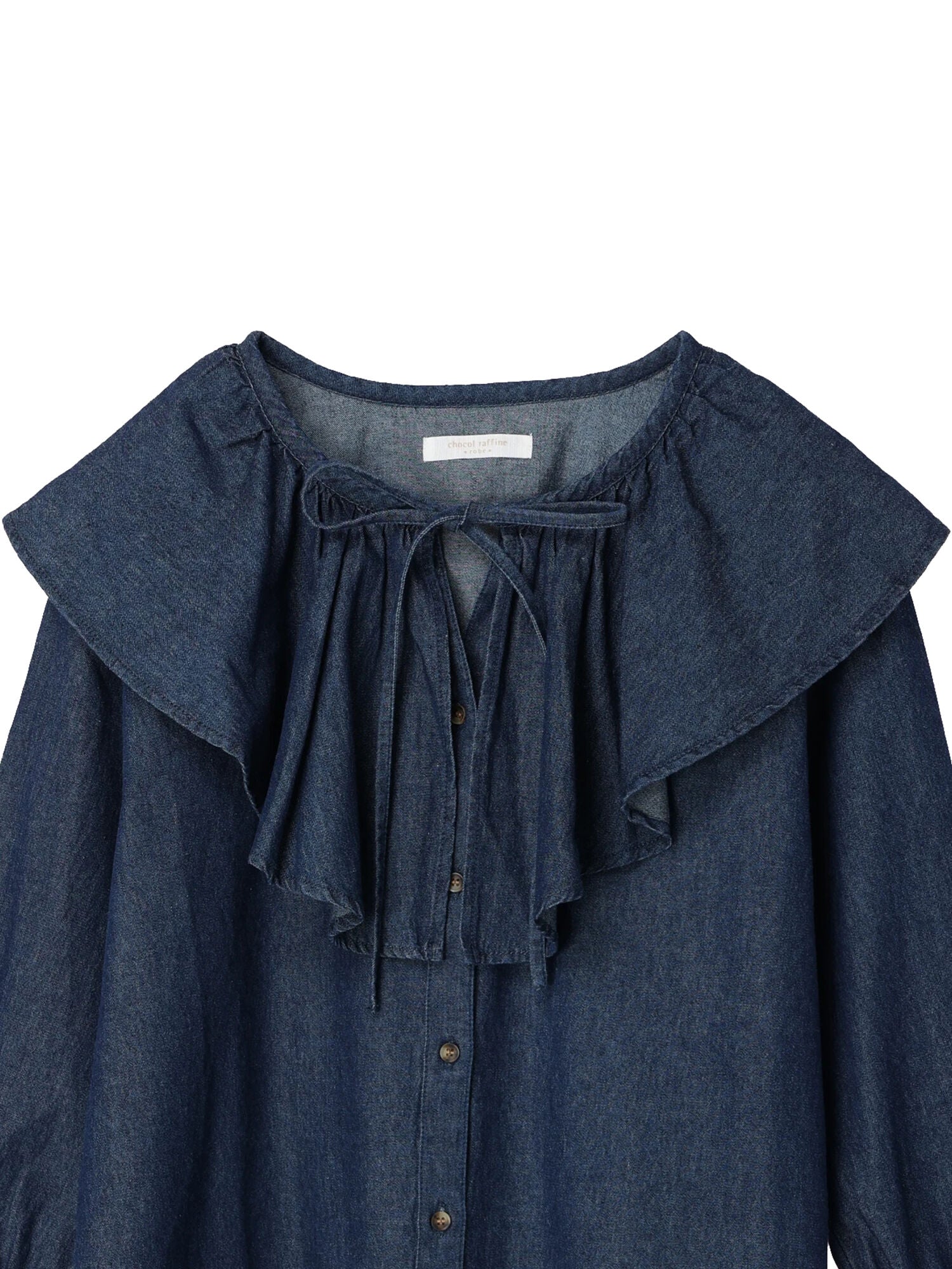 Saada Denim Ruffle Collar Blouse