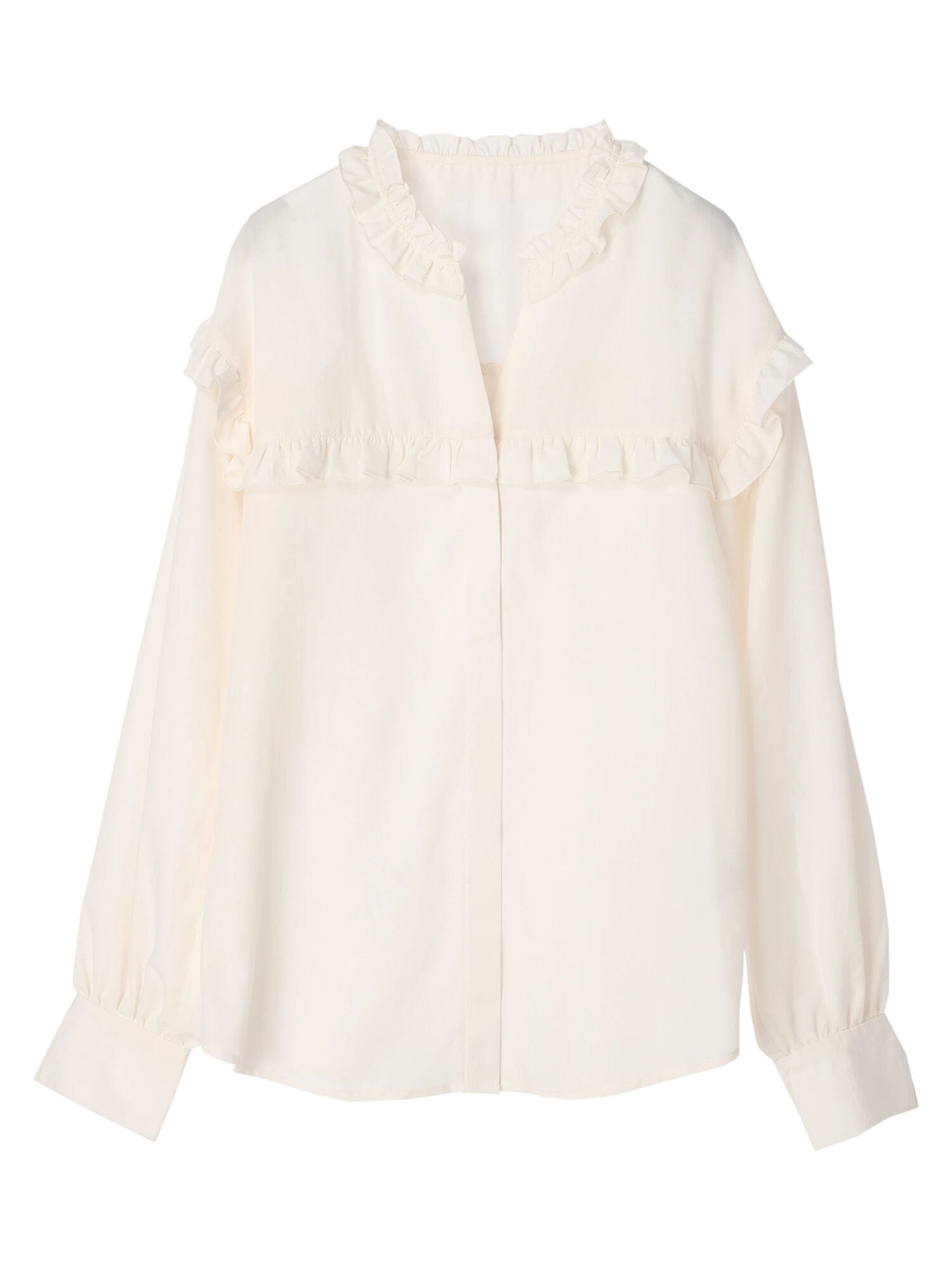 Garbera Open Collar Frilled Blouse