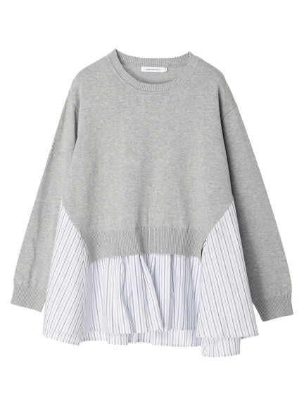 Tasaishima 2 Material Striped Knit Pullover