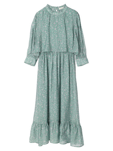 Inazawa Stand Frill Print Dress