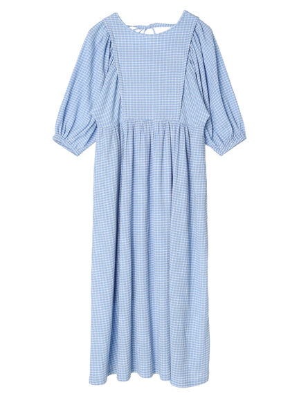 Lala Volume Sleeve Check Dress