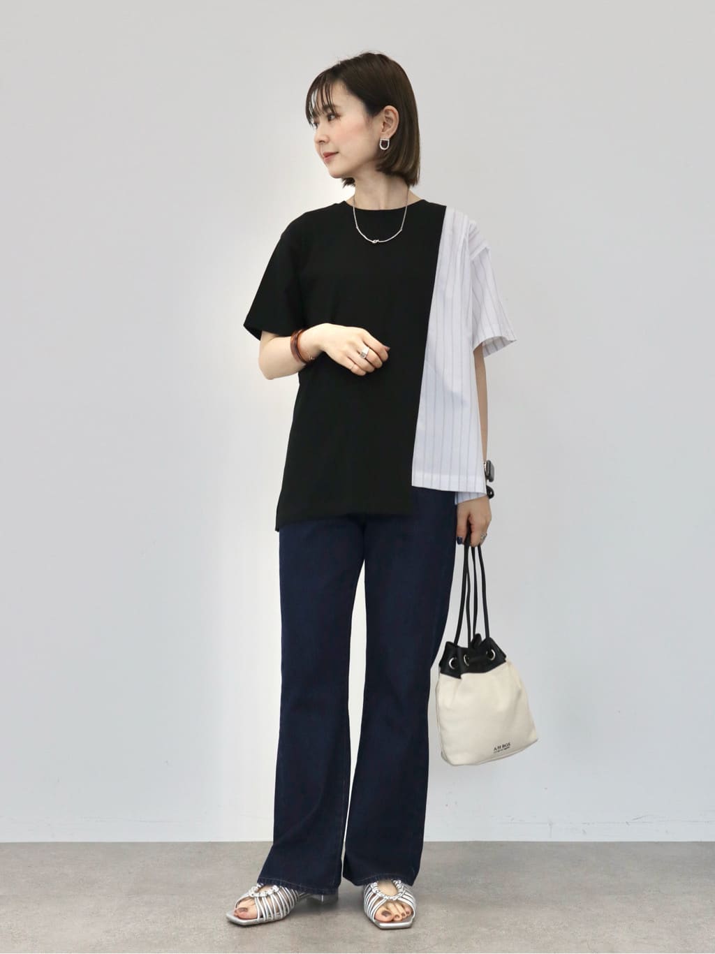 Kaos Blouse Rhone Two Material T-Shirt