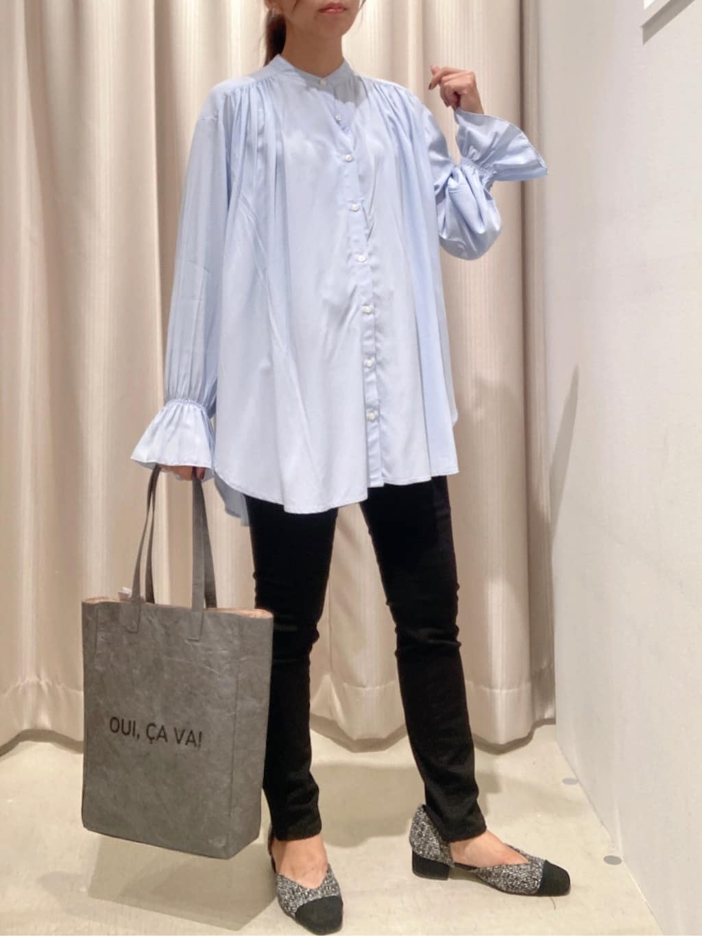 Kemeja Blouse Evy Band Collar Shirt