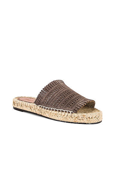 Leather Laser Cut Flat Espadrilles