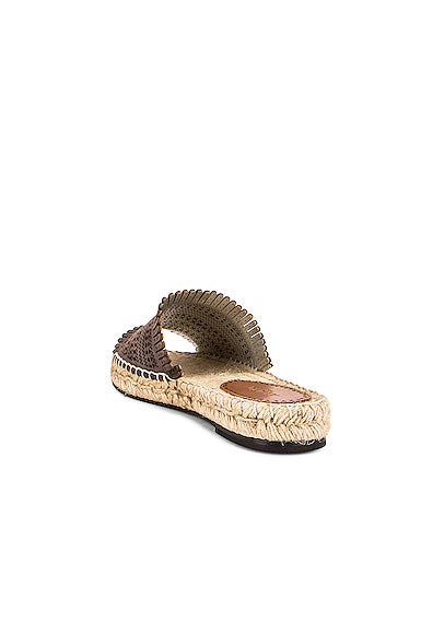 Leather Laser Cut Flat Espadrilles