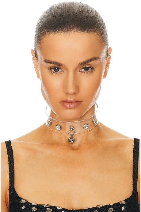 Crystal & Pendant Bell Choker Necklace
