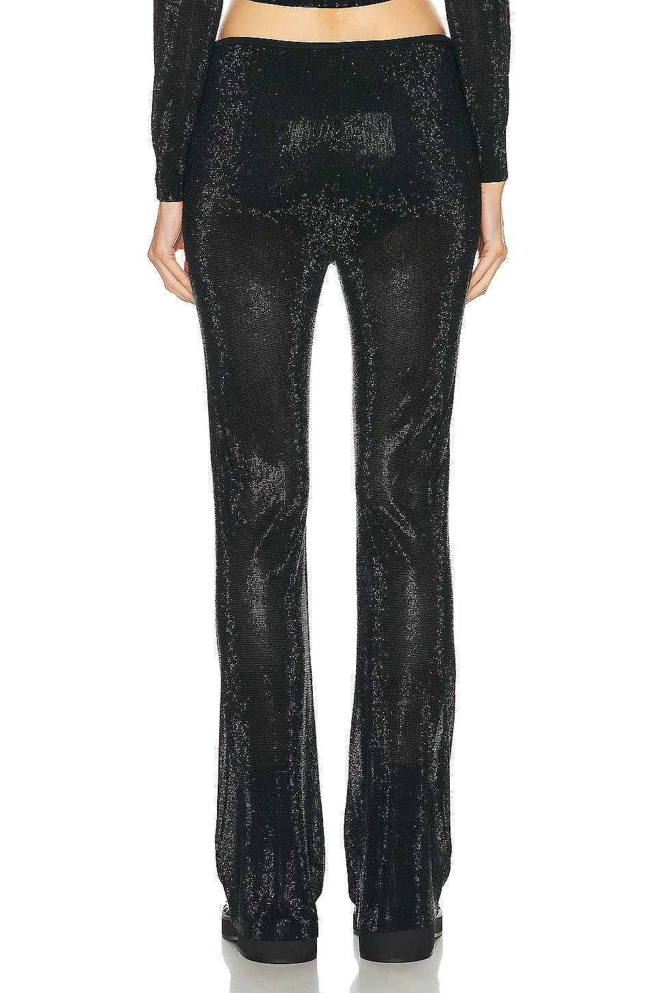 Sheer Boot Leg Pant With Clear Bead Hotfix