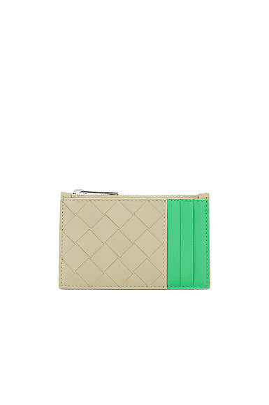 Zipped Card Case Bicolor Intrecciato