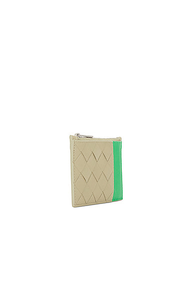 Zipped Card Case Bicolor Intrecciato