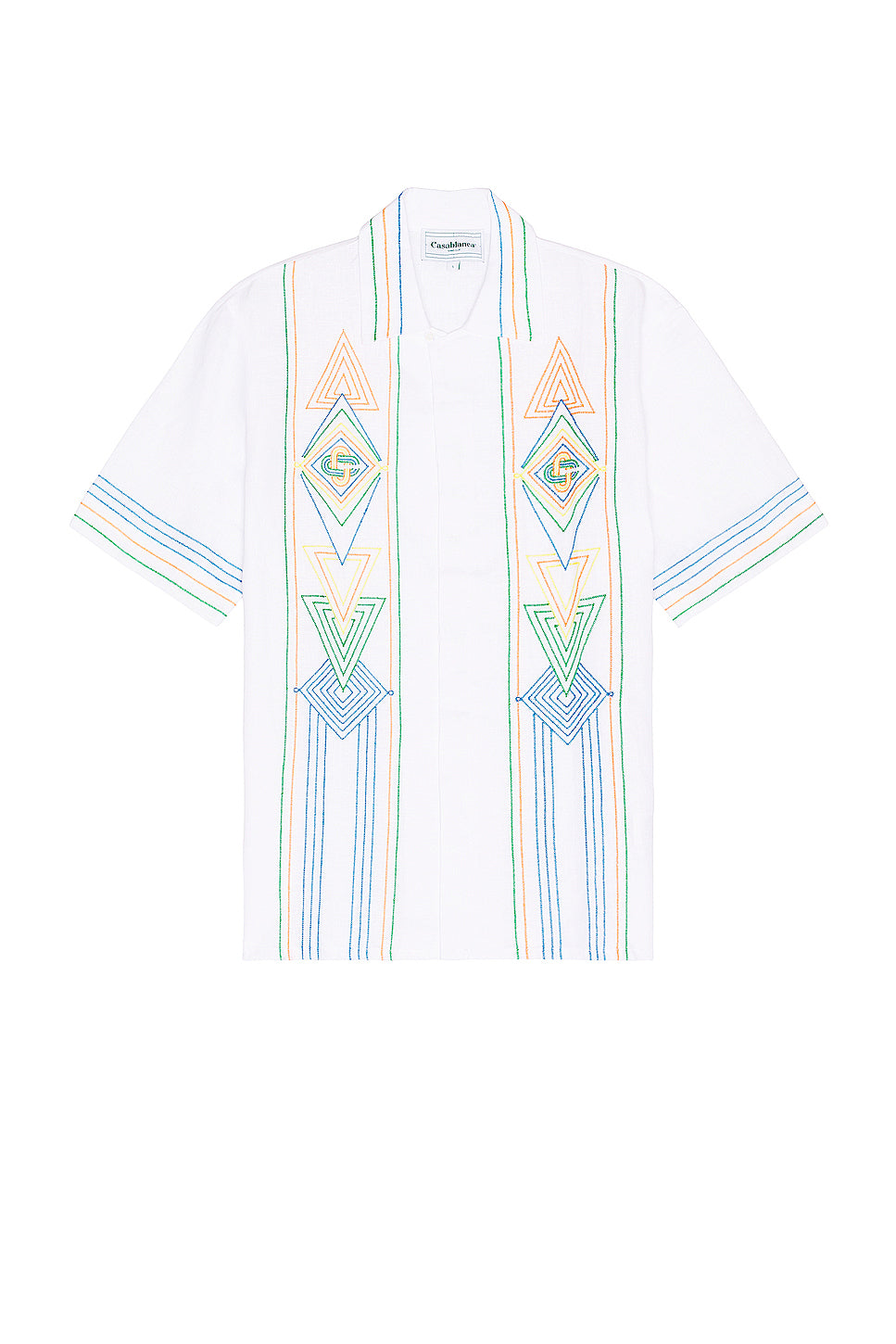 Chainstitc Embroidered Graphic Linen Shirt