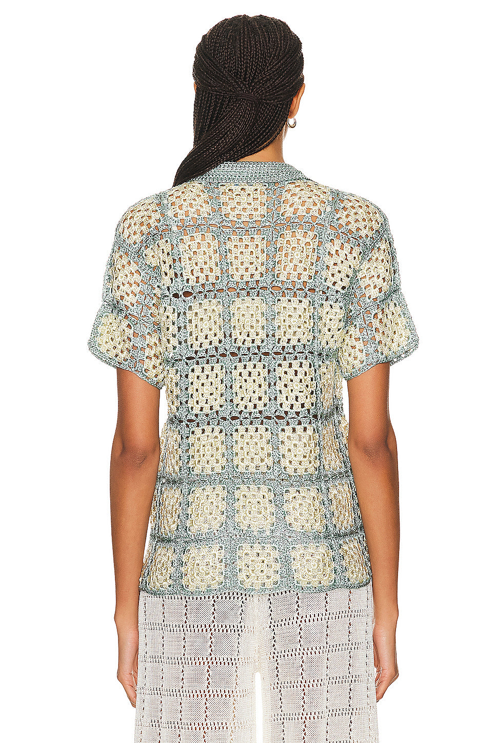 Crochet Short Sleeve Patchwork Shirt