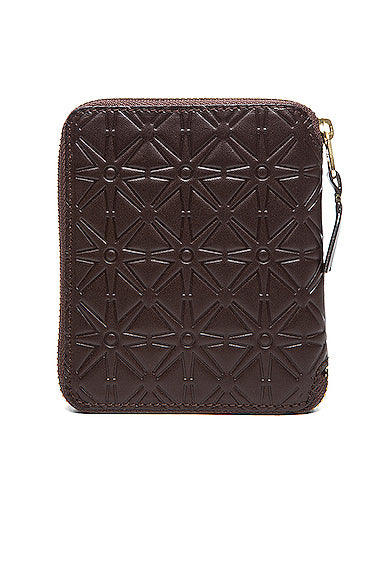 Star Embossed Zip Fold Wallet