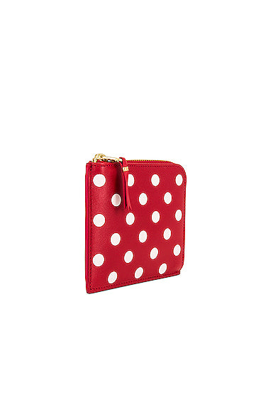 Dots Printed Leather Zip Wallet