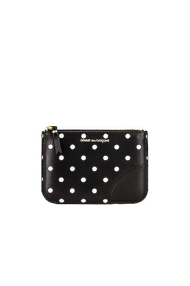 Dots Printed Leather Zip Wallet