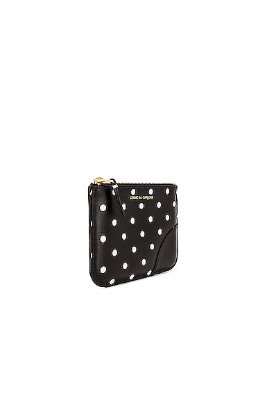 Dots Printed Leather Zip Wallet