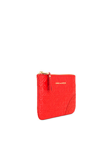 Embossed Leather Zip Wallet