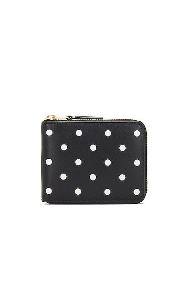 Dots Printed Leather Zip Wallet